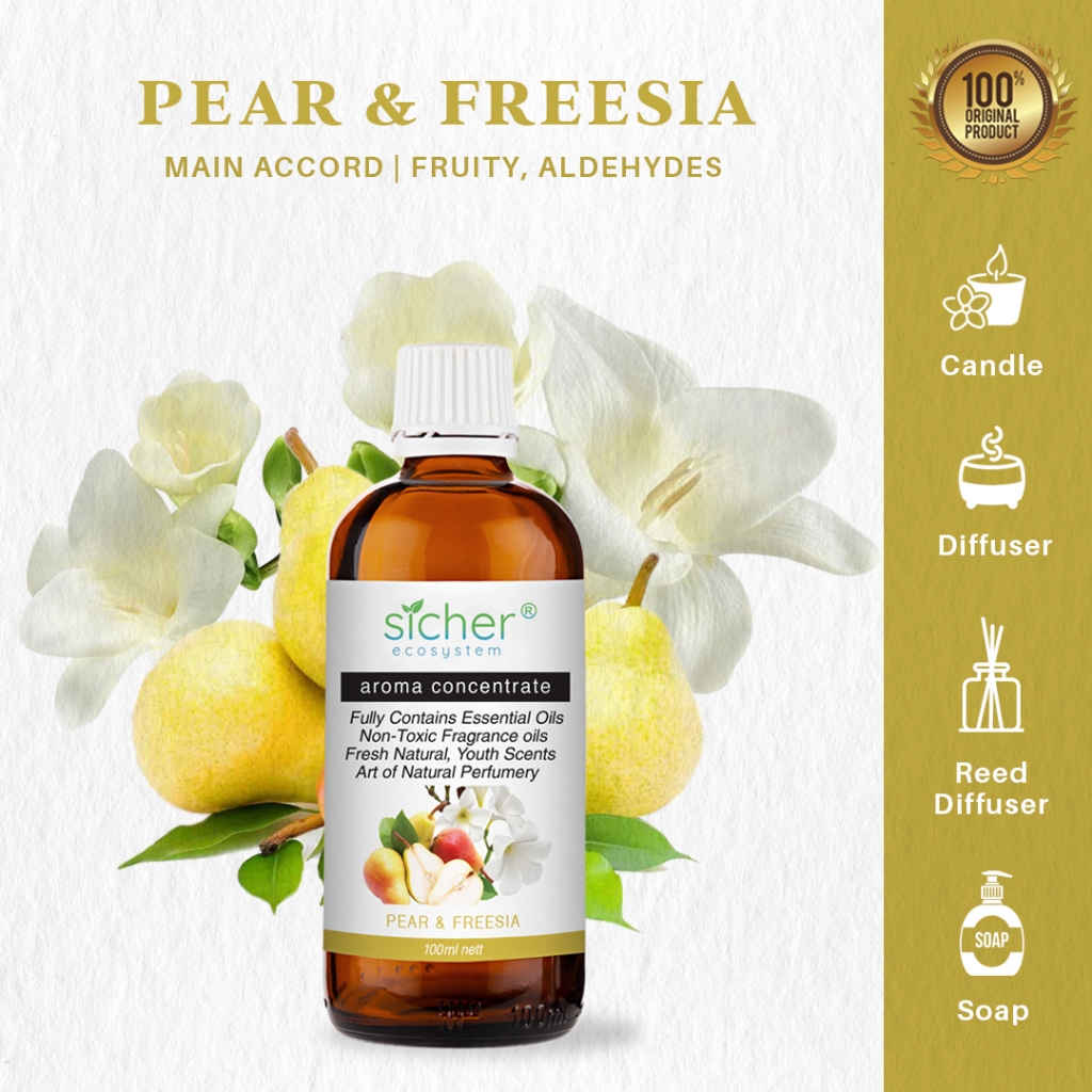Sicher Fragrance Oil / Aroma Concentrate / Essential Natural Pear & Freesia 100ml