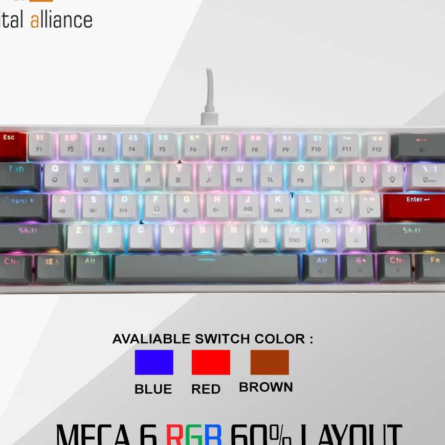 Super Digital alliance MECA 6 RGB White Gray Gaming KeyboardDigital alliance MECA 6 RGB White Gray G