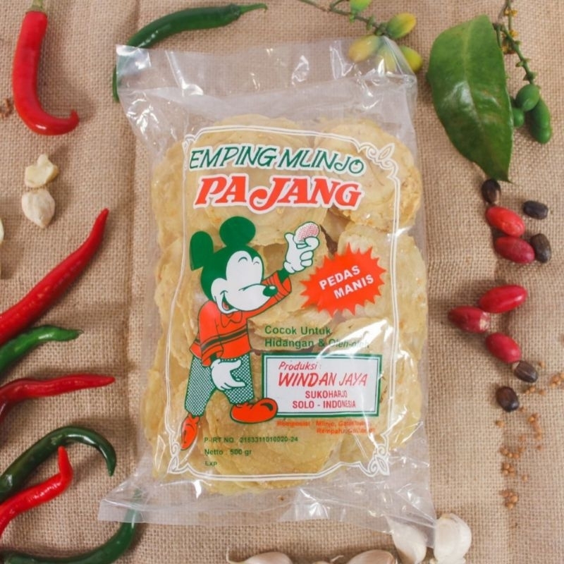 Emping mentah 500 gram super enak khas pajang solo surakarta rasa manis, pedas, asin & original merk