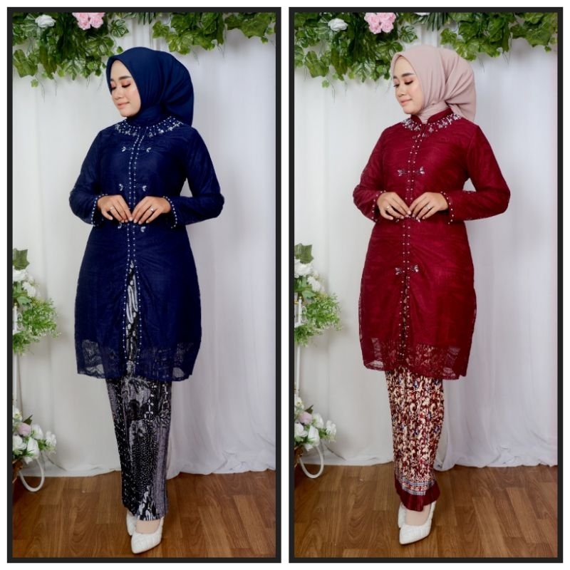 stelan kebaya tunik Malika Payet / kebaya brokat / kebaya Melayu / kebaya modern / kebaya busui / ke