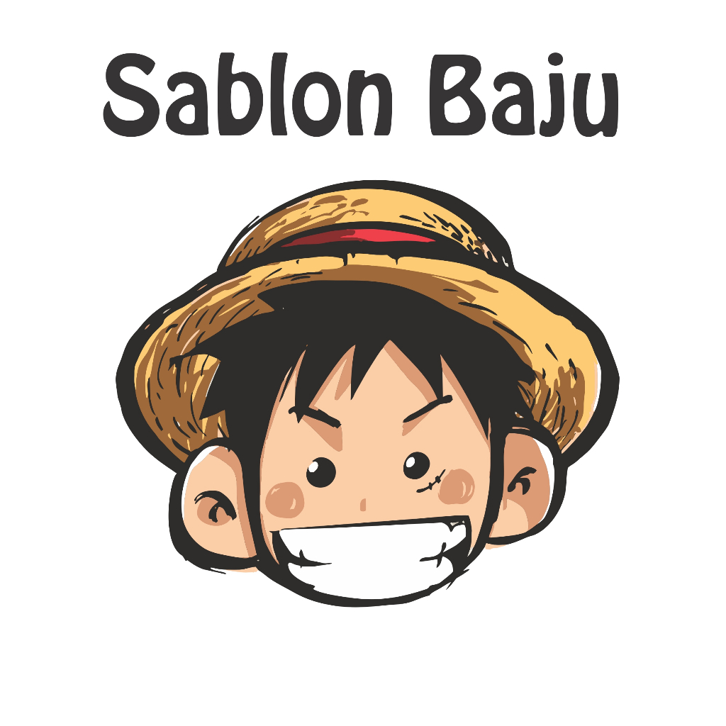 

Sablon Strika Baju Kaos Topi Tema Luffy One piece