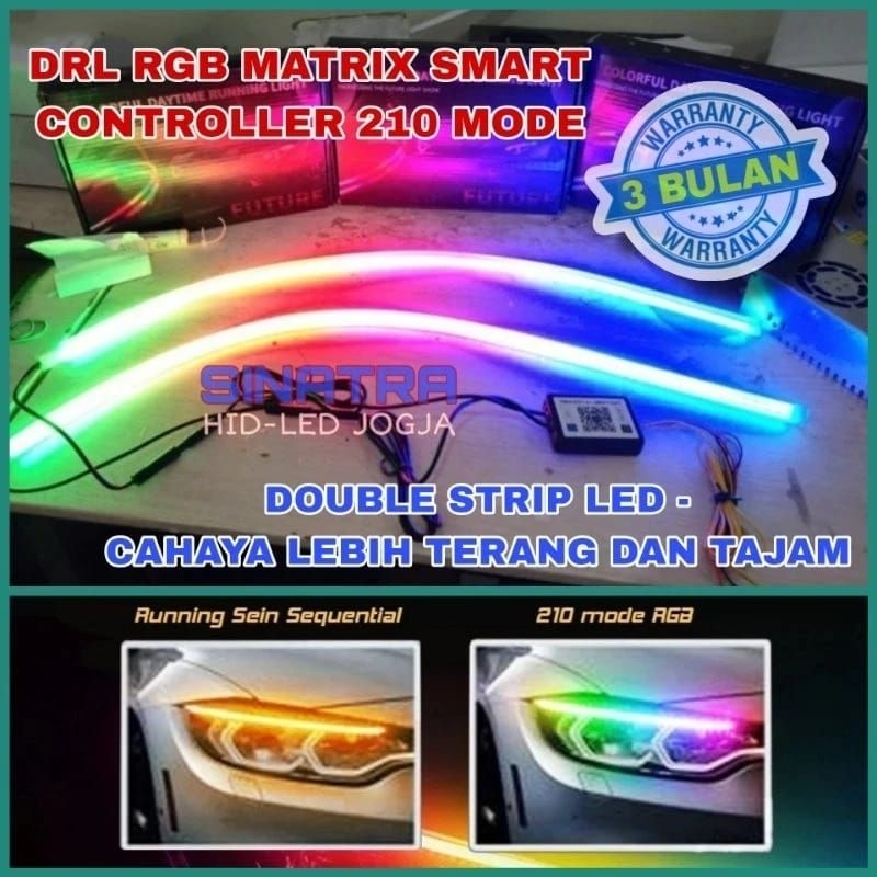 2 PCS LED ALIS RGB MATRIX SMART ANDROID 30CM 45CM 60CM LED ALIS CONTROL APLIKASI MOTOR & MOBIL / LAM
