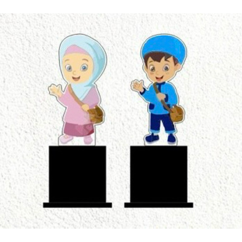 Piala Akrilik (Anak Muslim Biru Pink) - Piala Wisuda- Piala ANAK Muslim - Plakat Akrilik Wisuda - Pl