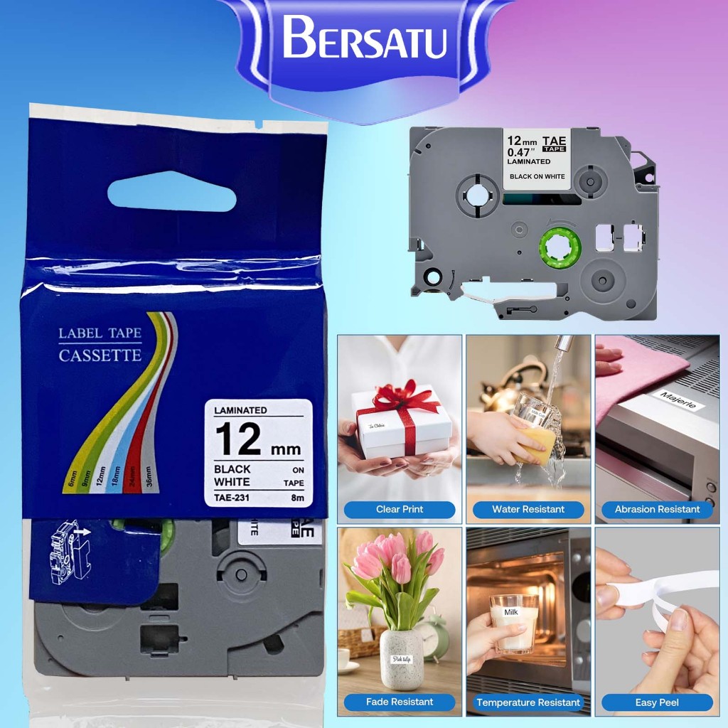 Label Tape Pita Laminated Printer Bro Refill Cartridge Tipe TZe 210 211 221 231 241 251 261 TZE-611 