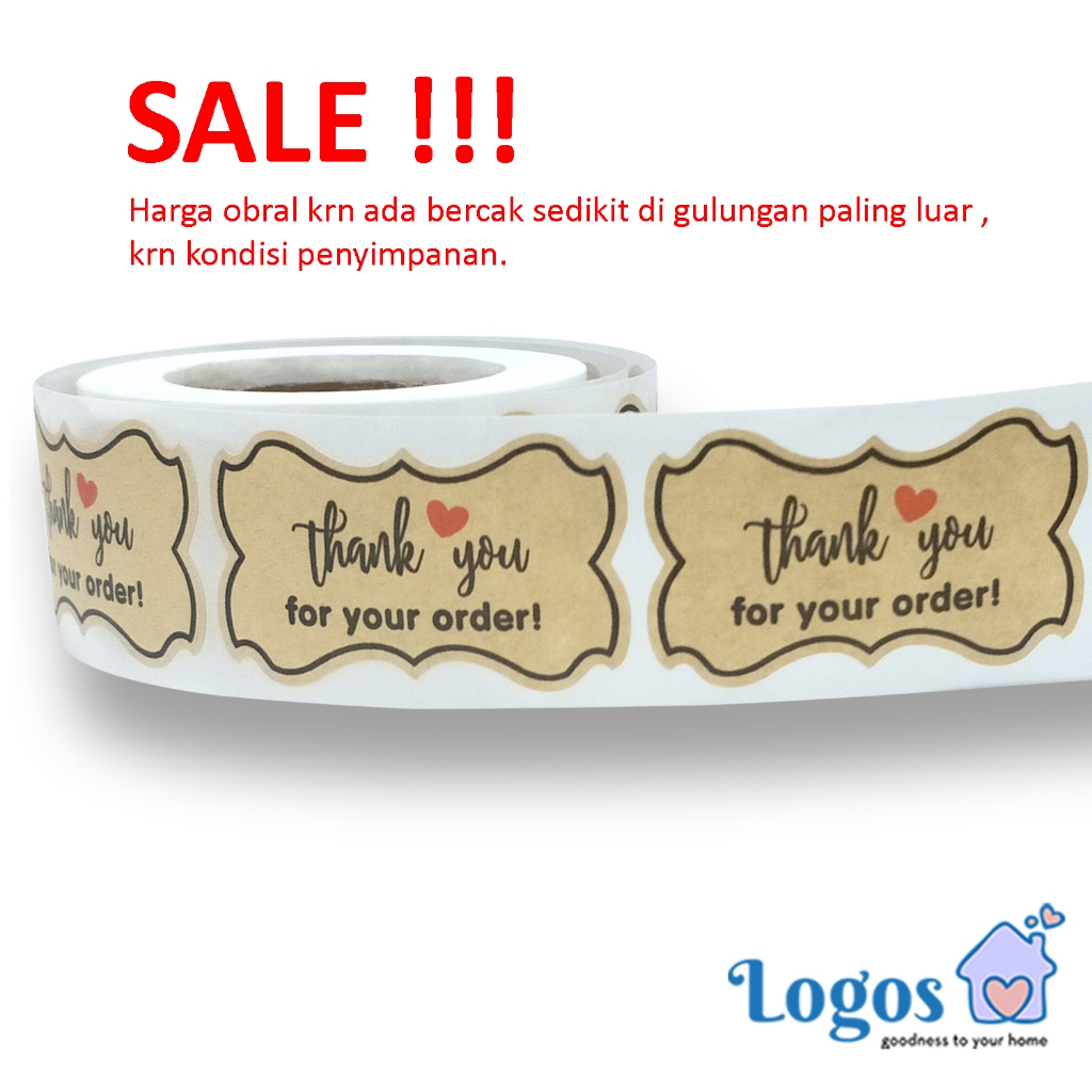 

Stiker Thank You kraft Curve Brown Sticker Bergelombang For Your Order