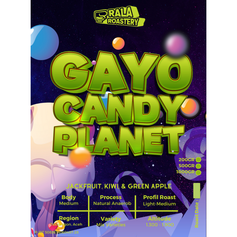

PROMO Kopi Arabika Gayo Candy Planet Natural Biji Single gin 200gr