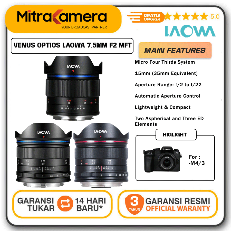 Lensa Venus Optics Laowa 7.5mm F2 MFT