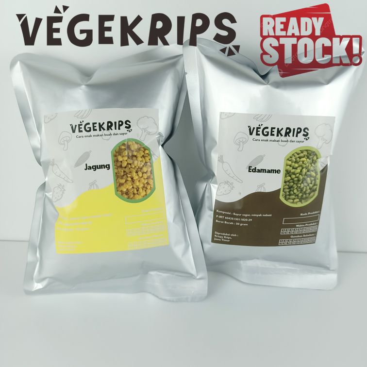 

VEGEKRIPS Keripik Edamame 50 Gr FREE Jagung 50 Gr