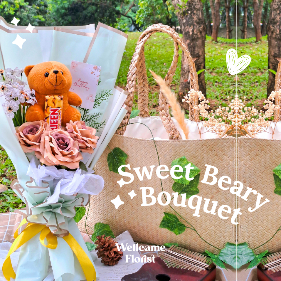 [Wellcame.Florist] Bucket Beruang Wisuda | Bouquet Flower | Buket Coklat | Bunga | Anniversary | Birthday | Ulang Tahun | Gift | Cewek | Cowok