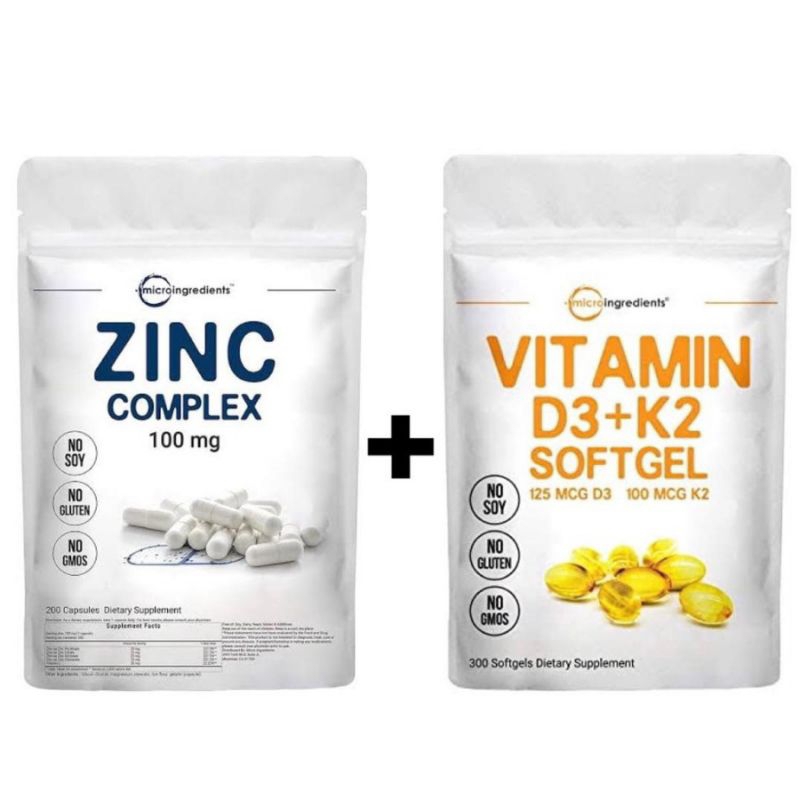 Micro ingredients zinc complex 100mg + vitamin d3 k2 softgel