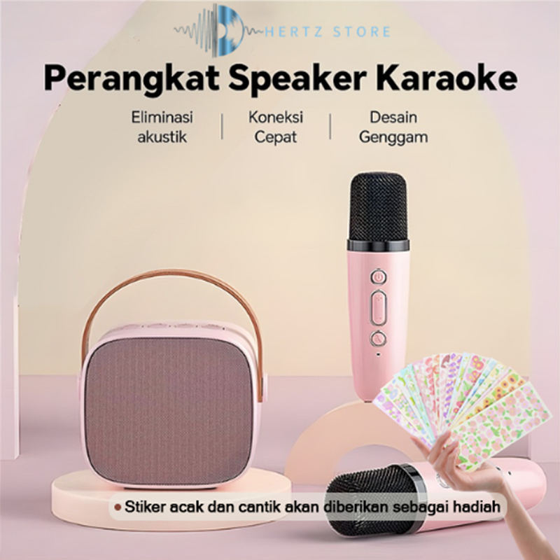 	 (COD)♫[Speaker mini bluetooth]♪ mini Karaoke Bass K1 Microphone Premium set lengkap speaker bluetooth mic wireless Dapat terhubung ke keponsel komputer	