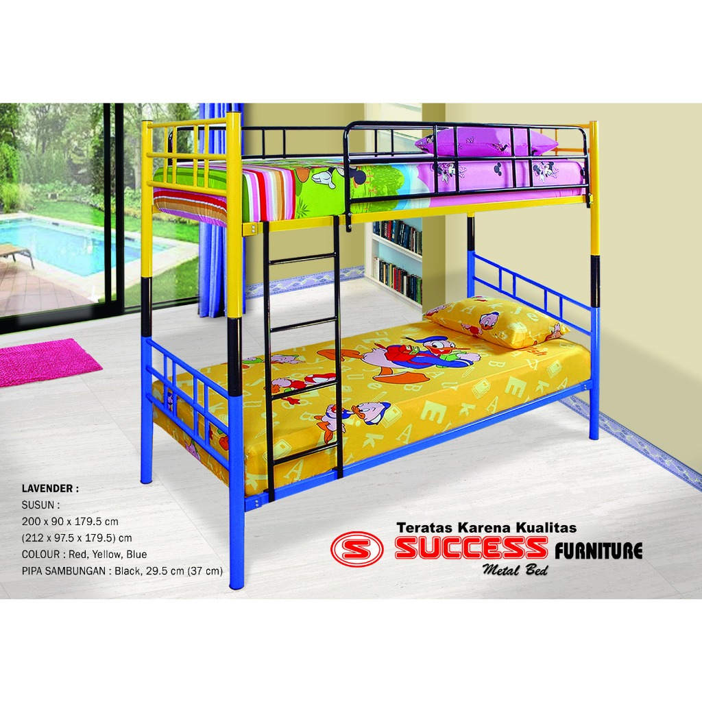 Ranjang Besi Susun Success Lavender