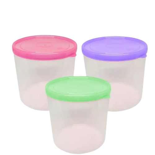 Toples Bening Plastik 1 Kg Toples Makanan Kue Kering Kerupuk Peyek Serbaguna Toples Bulat + Tutup