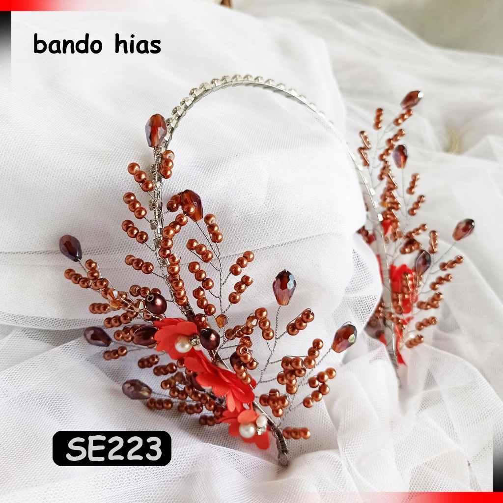 [kode SE223] hiasan kepala bando mahkota pengantin hijab premium
