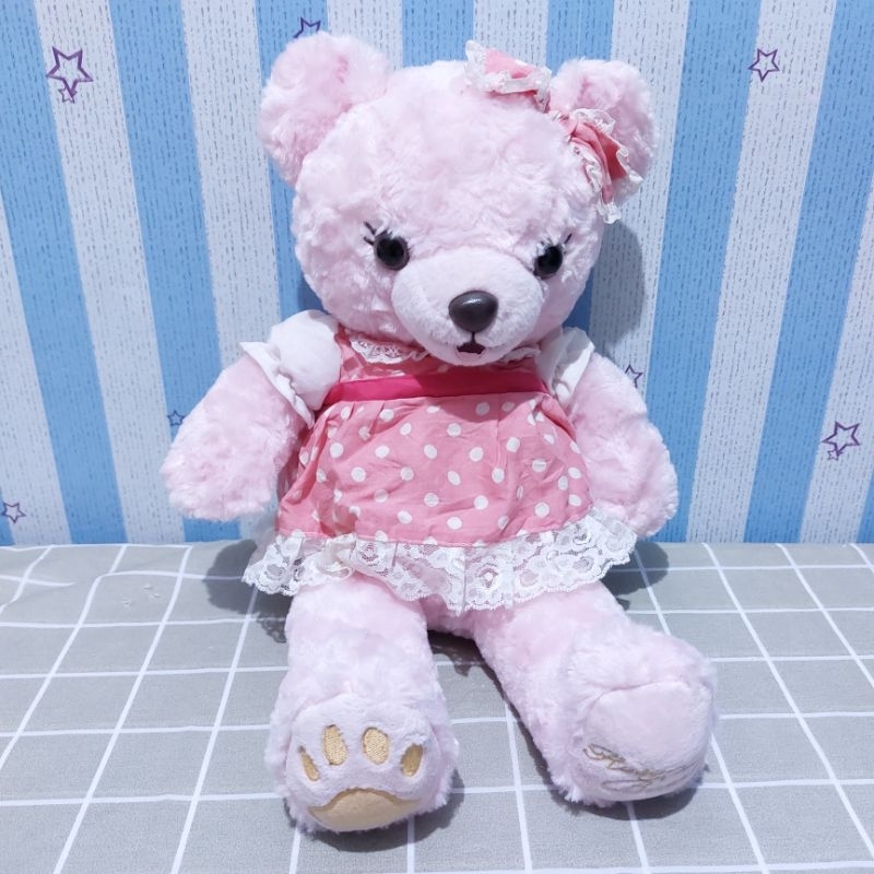 Boneka Teddy Bear Pink Kostum By Everland | Large Size ±50cm | Preloved
