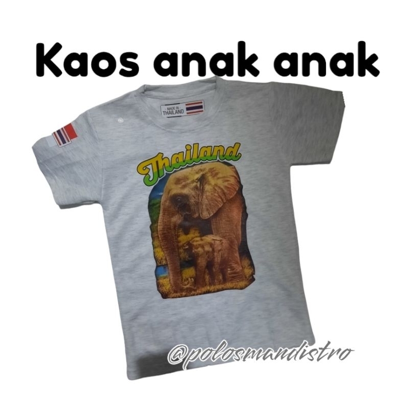kaos anak anak Baju oleh oleh motif Thailand Gajah ibu dan anak / baju made in thailand