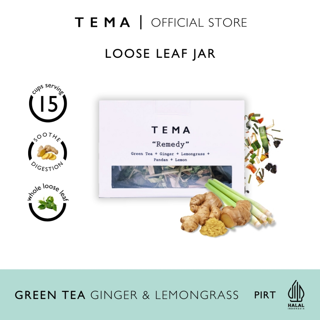 

Remedy - Lemongrass Ginger Tea - TEMA Tea Jar - 15 Servings