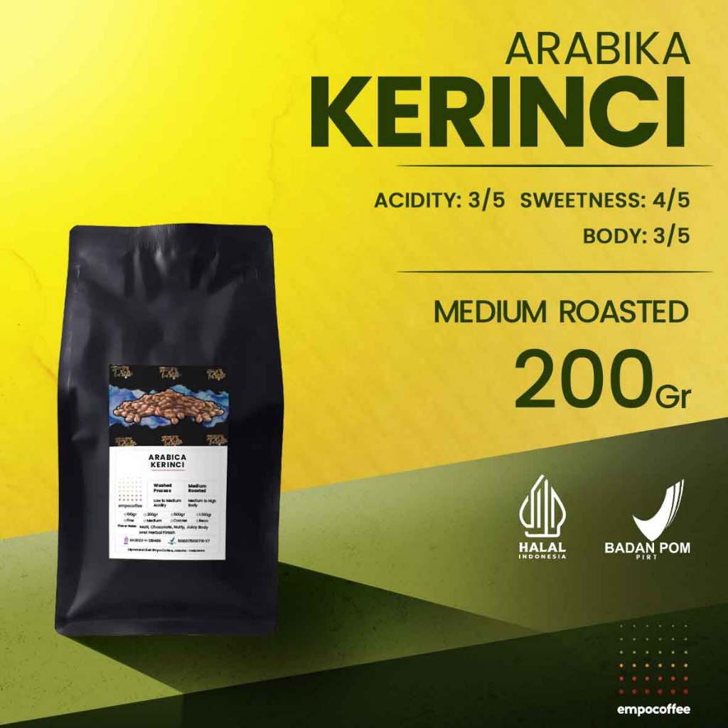 

Empo Coffee Biji Kopi Bubuk Arabika Kerinci Kayu Aro Sumatra Arabica Coffee Roasted Bean Coffe Roast Beans 200 Gram