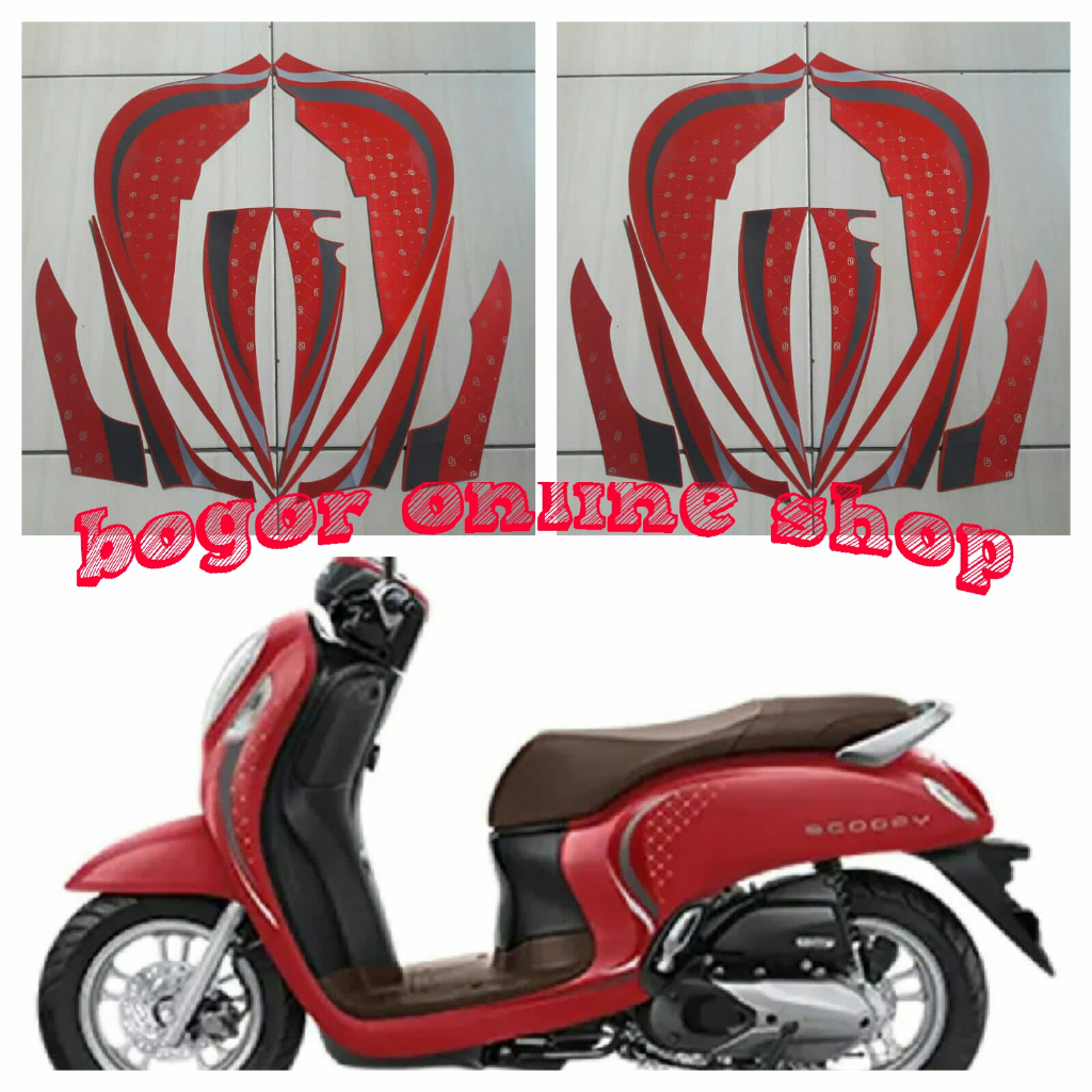 sticker motor scoopy stylish 2023 merah