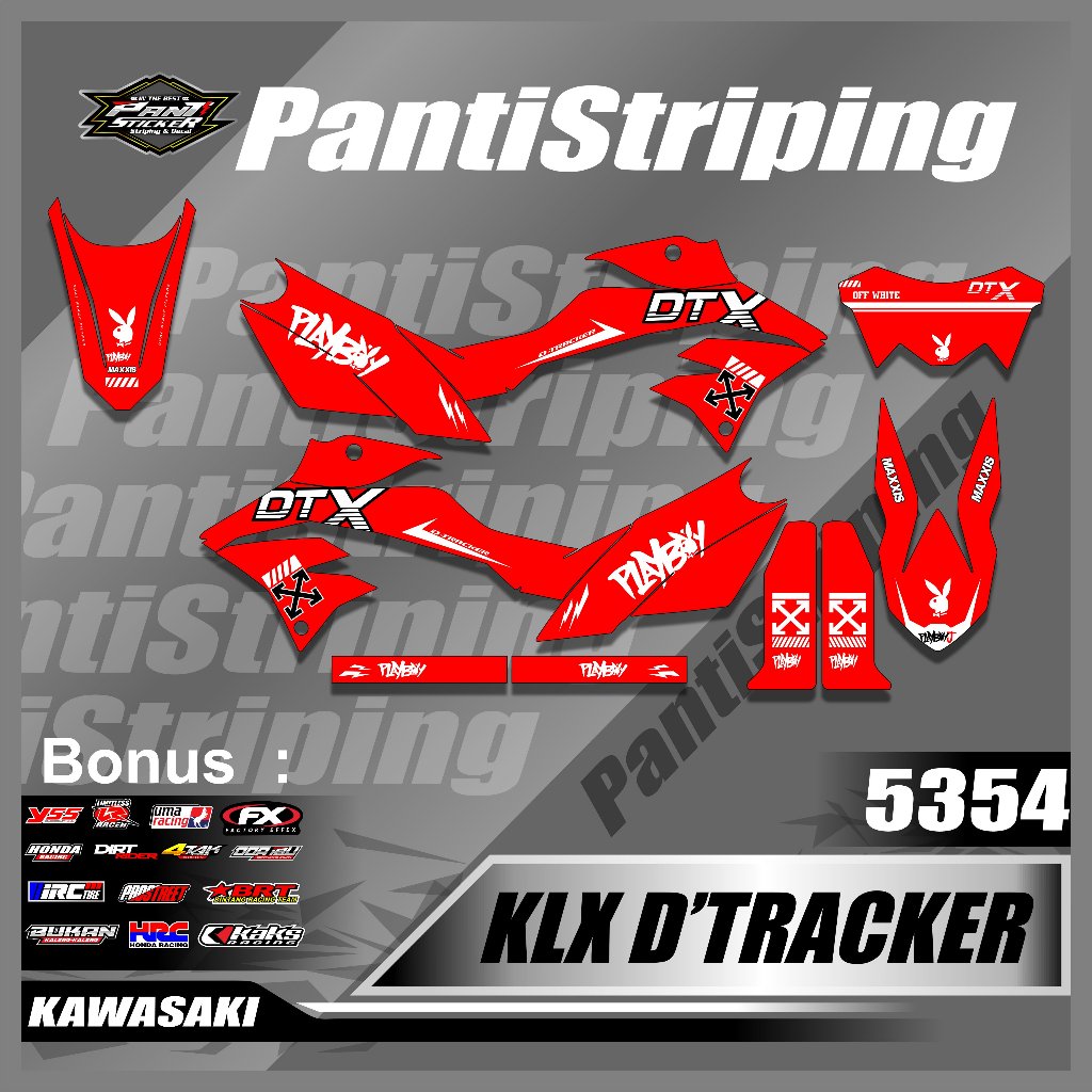 Striping Sticker NEW Motor Klx D Tracker Variasi Minimalis - Stiker aksesoris klx d-tracker Desain P