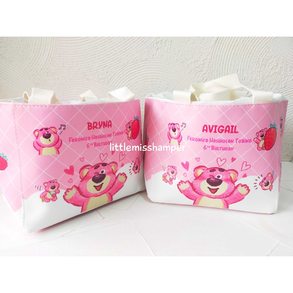 

Custom tenteng serut kotak square bag print custom goodiebag tempat snack ulang tahun hampers bayi