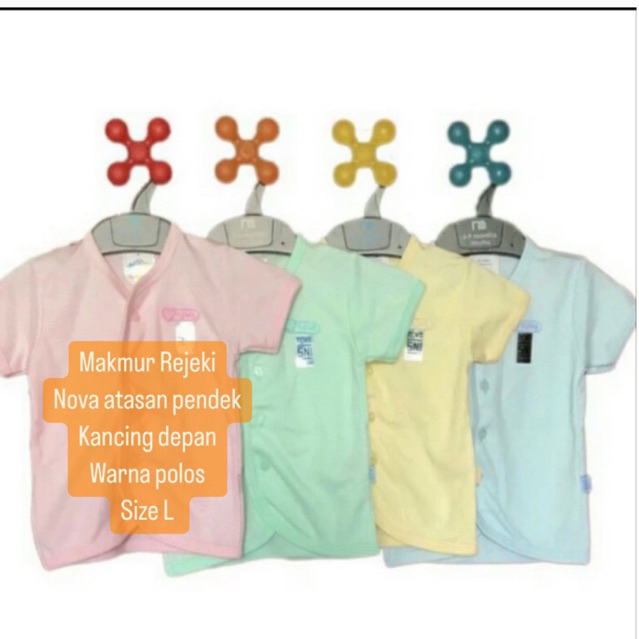 NOVA BAJU BAYI ATASAN LENGAN PENDEK KANCING DEPAN WARNA POLOS SIZE L
