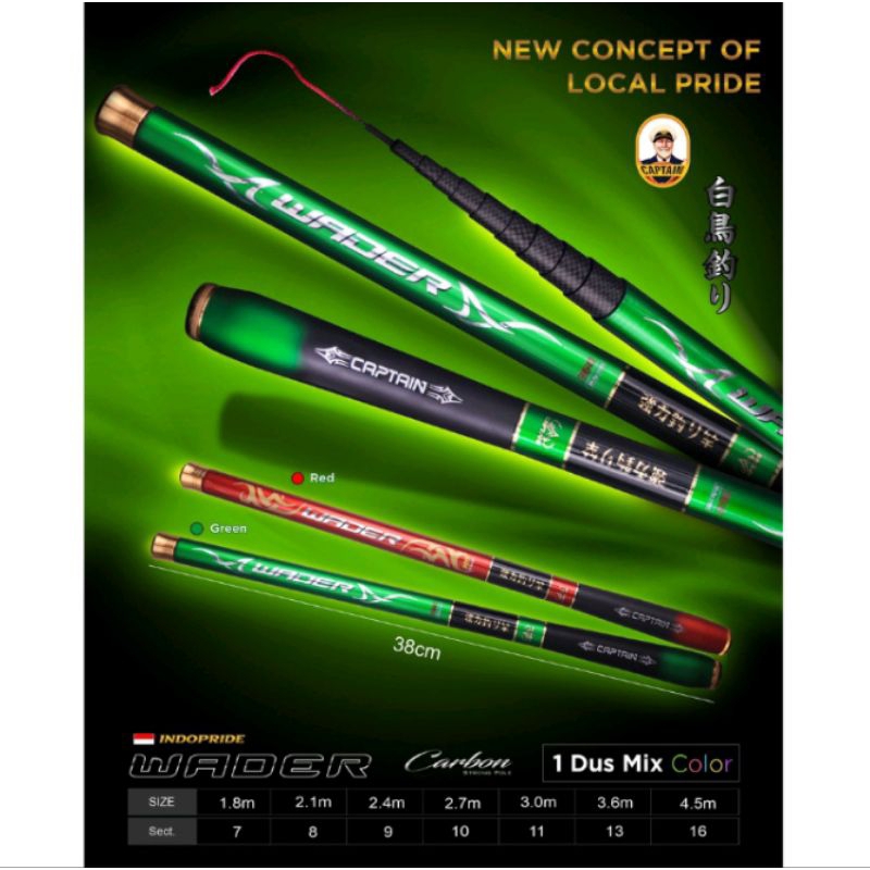 TEGEK CAPTAIN WADER 450 RUAS PENDEK BAHAN CARBON