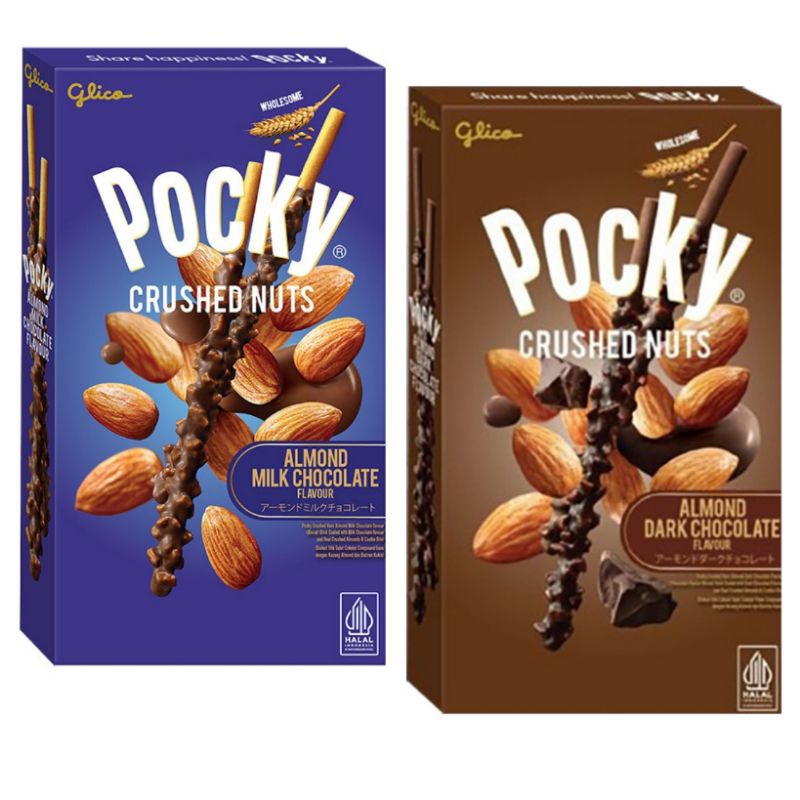 

Pocky Crushed Nuts Biskuit Stik Rasa Almond Milk Dark Chocolate 25 g