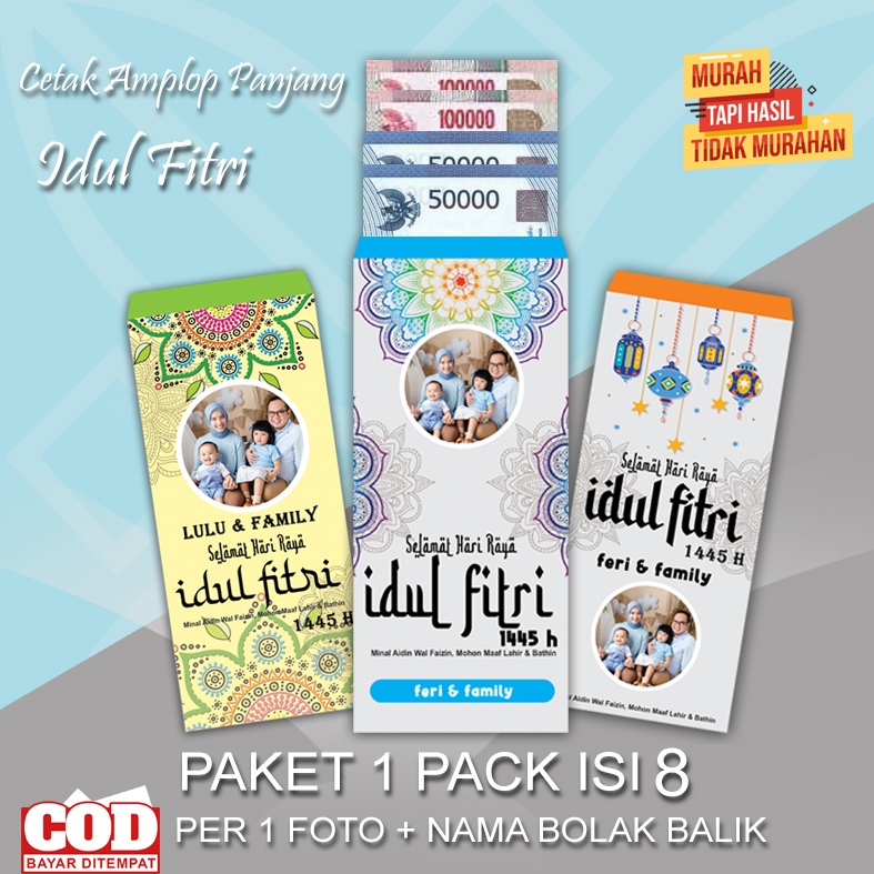 

Angpau lebaran bebas reques nama + foto panjang uang lembaran promo