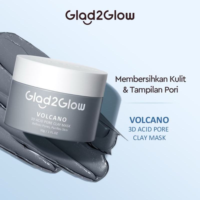 Glad2glow Volcano Clay Mask Masker Komedo Deep Pores Cleansing Mud Mask 30g Masker Wajah Jelly Mask