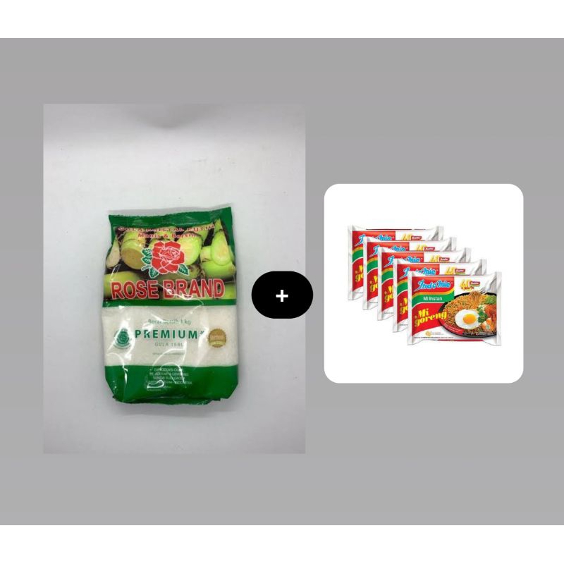 

paket gula rosebrand + indomi goreng 5 pcs