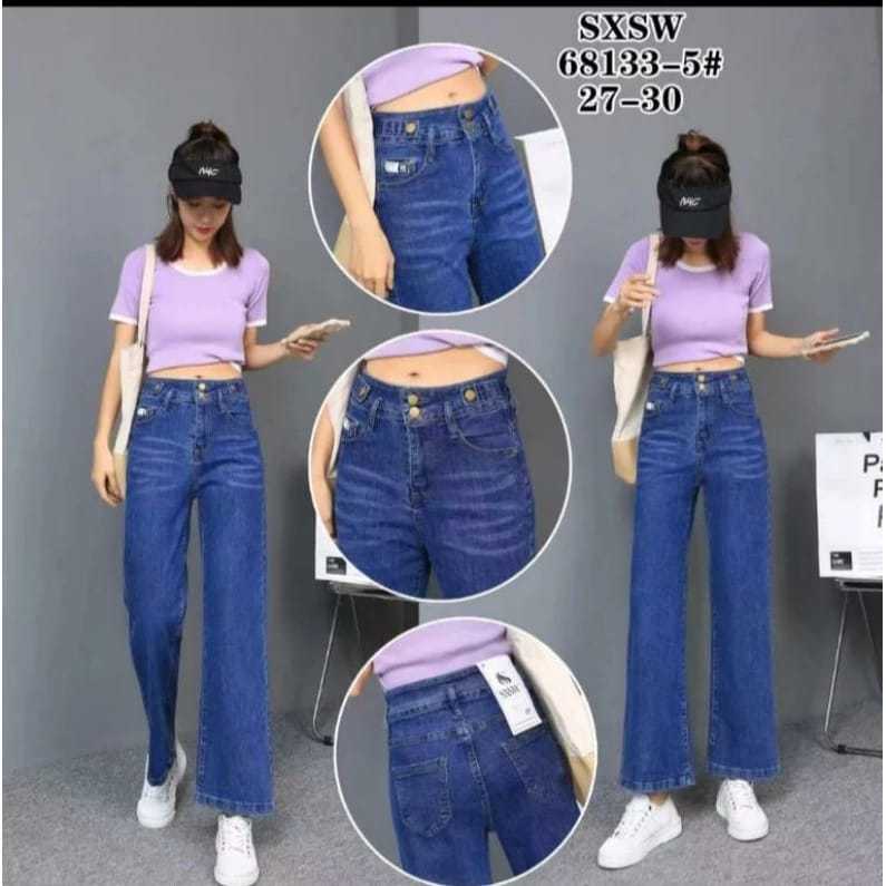 Celana Jeans Wanita Kulot Cutbray Premium Import//Bahan Full Street //BRAND SXSW