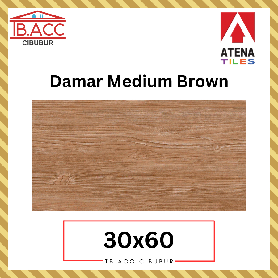 Damar Medium Brown Wood 30x60 Atena Tiles Keramik Motif Kayu