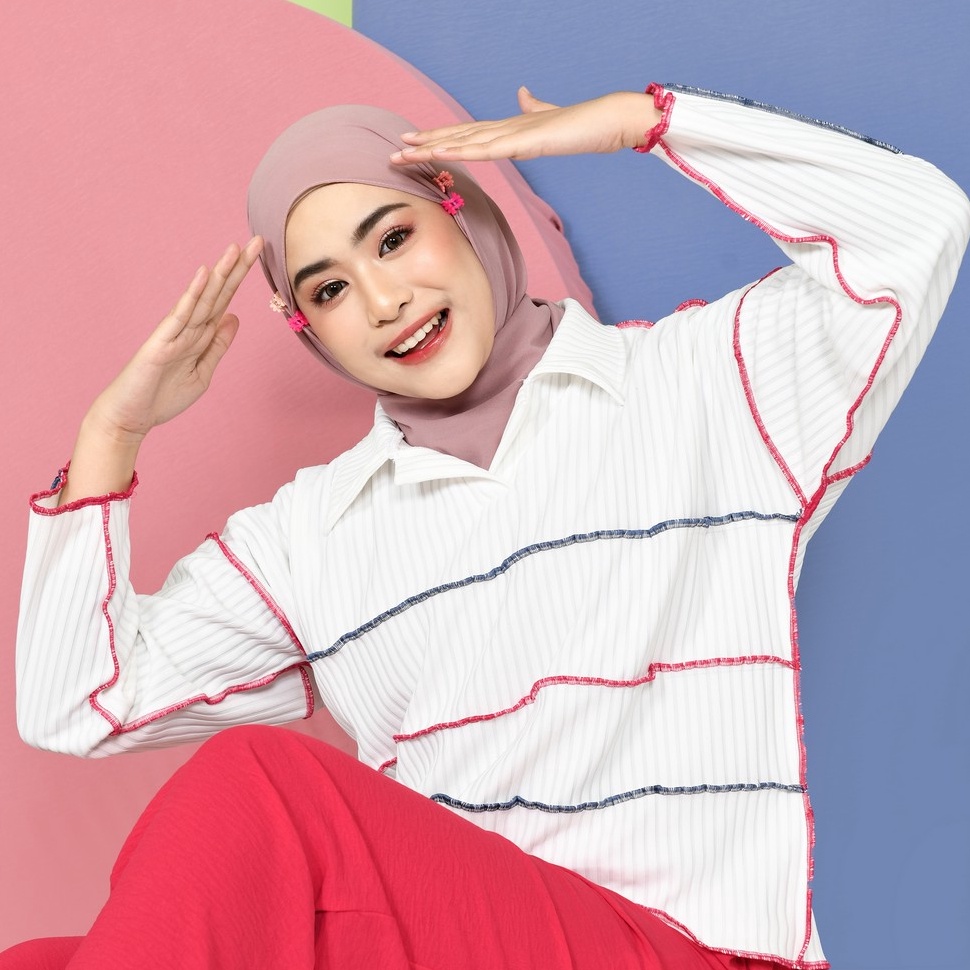 DFG886 COD RX FASHION  YUNA PLAYFULL KNIT TOP  ATASAN MUSLIM WANITA PN