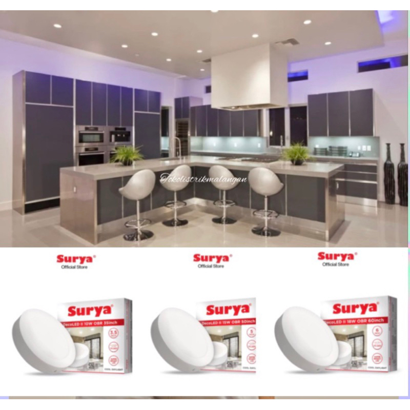 lampu donwlight tempel bulat warna putih/lampu plafon tempel led bulat/lampu obr surya