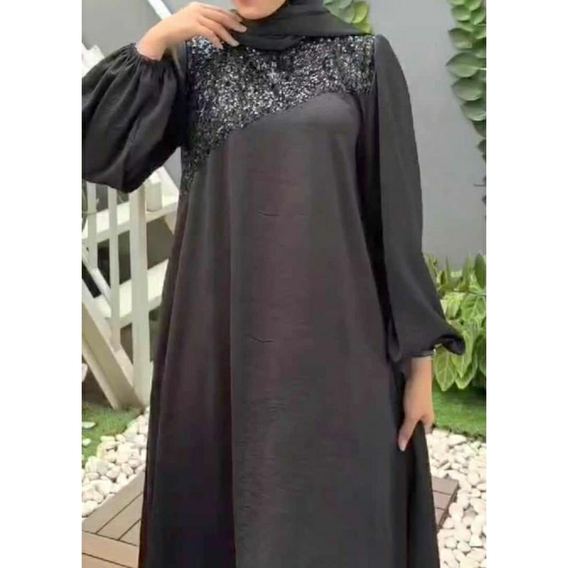 abaya Hitam dres hitam abaya Nisrin squen tangan balon dres maxi dres Santorini