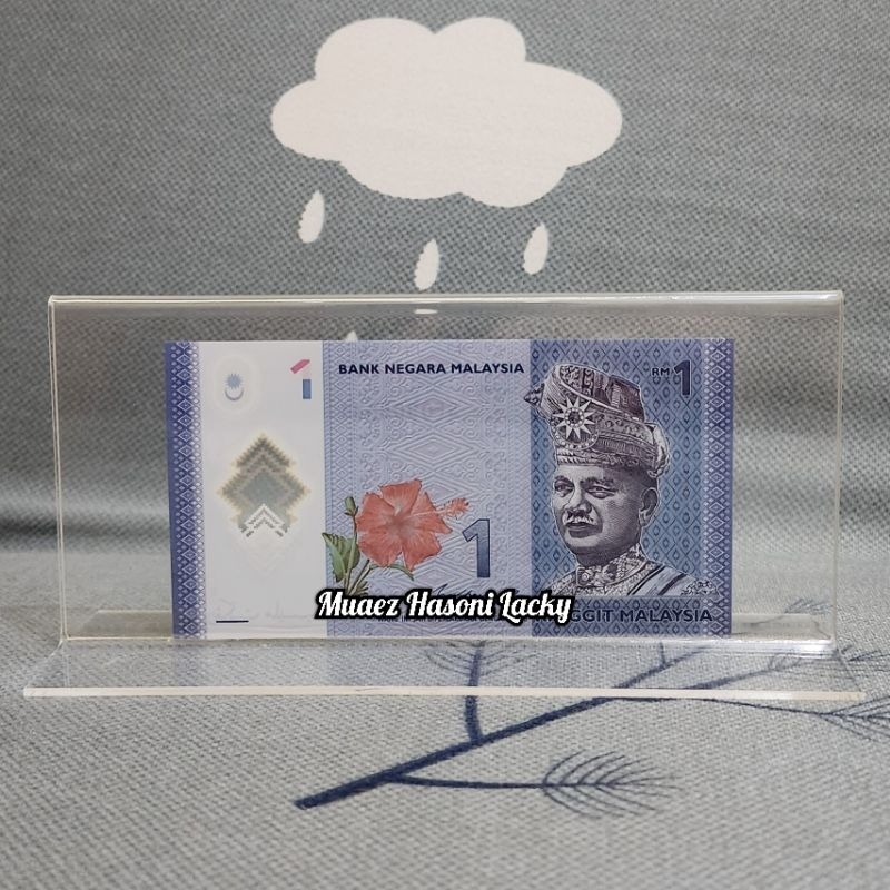 Akrilik Tempat Uang Pajangan Hiasan Malaysia 1 One Ringgit Polymer
