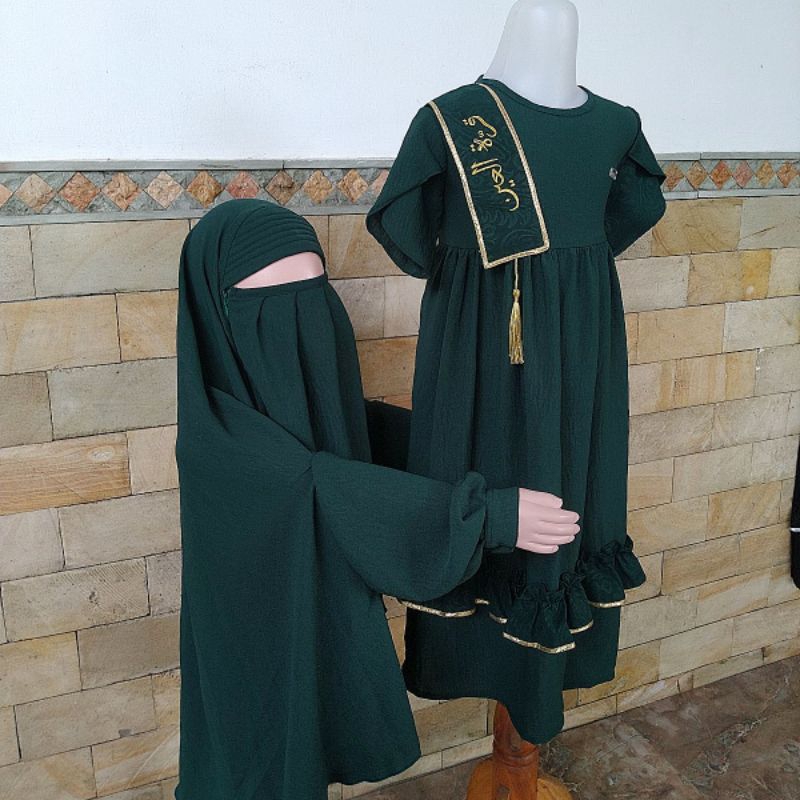 1-10th Set Safar Banat Gamis Anak Perempuan Cadar Setelan FK French Khimar