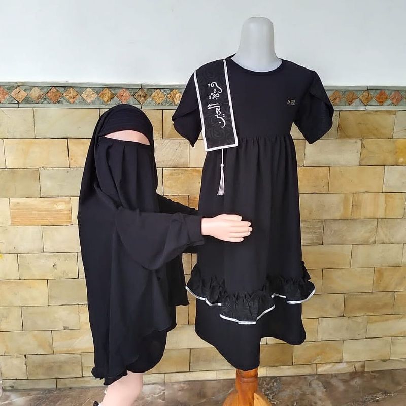 1-10th Set Safar BANAT Setelan Gamis Anak Perempuan Cadar FK French Khimar
