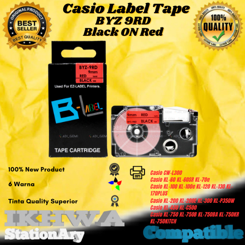 

Compatible Label Tape Casio BYZ 9RD Black On Red