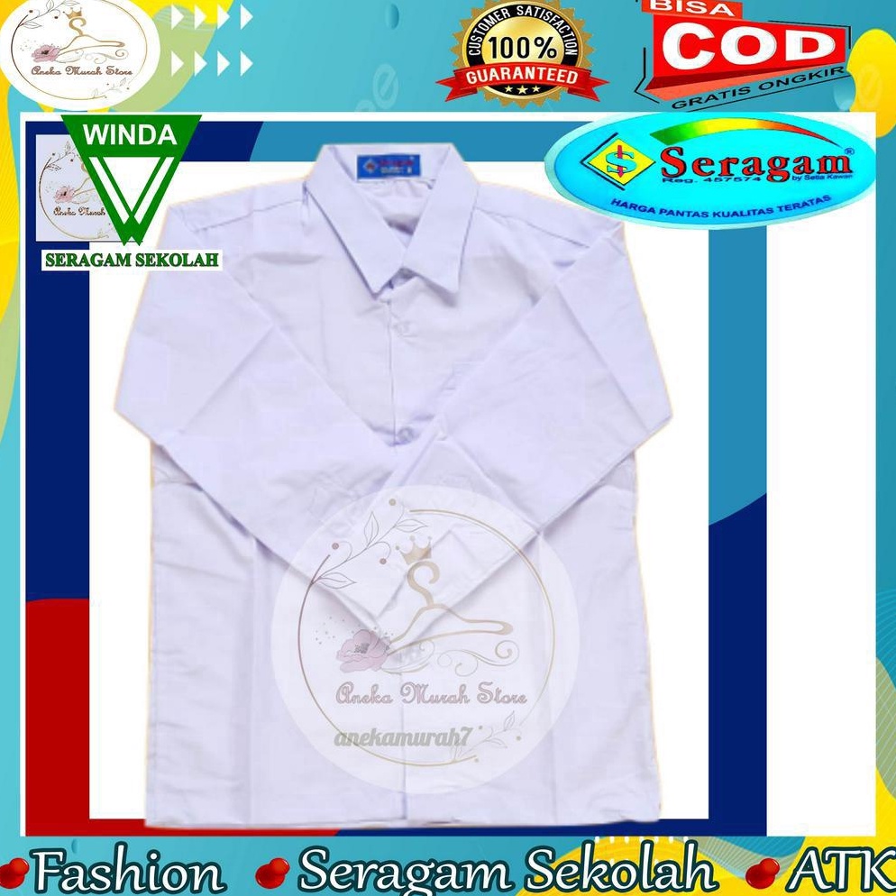 FWK428 STAR Seragam Sekolah Baju Putih Lengan Panjang Ukuran 7 sampai 2 Merek Seragam Dan Winda Sera