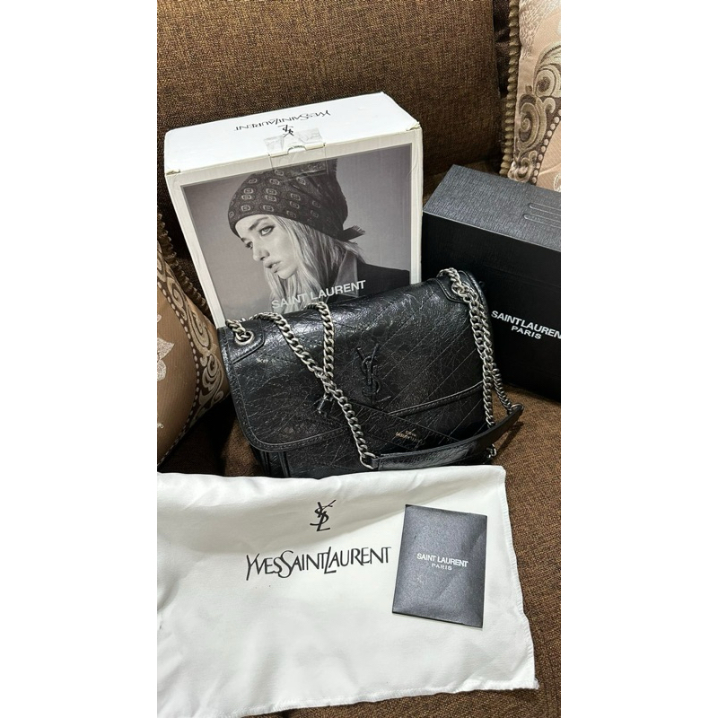 Tas Saint Laurent Paris YSL Niki Medium kulit pecah seribu