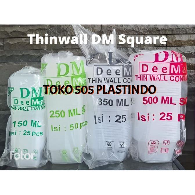 Thinwall Square mini Kotak Makan Plastik Persegi KECIL 120 ML 150ML 350ML 500MLSemua Ukuran THINWALL