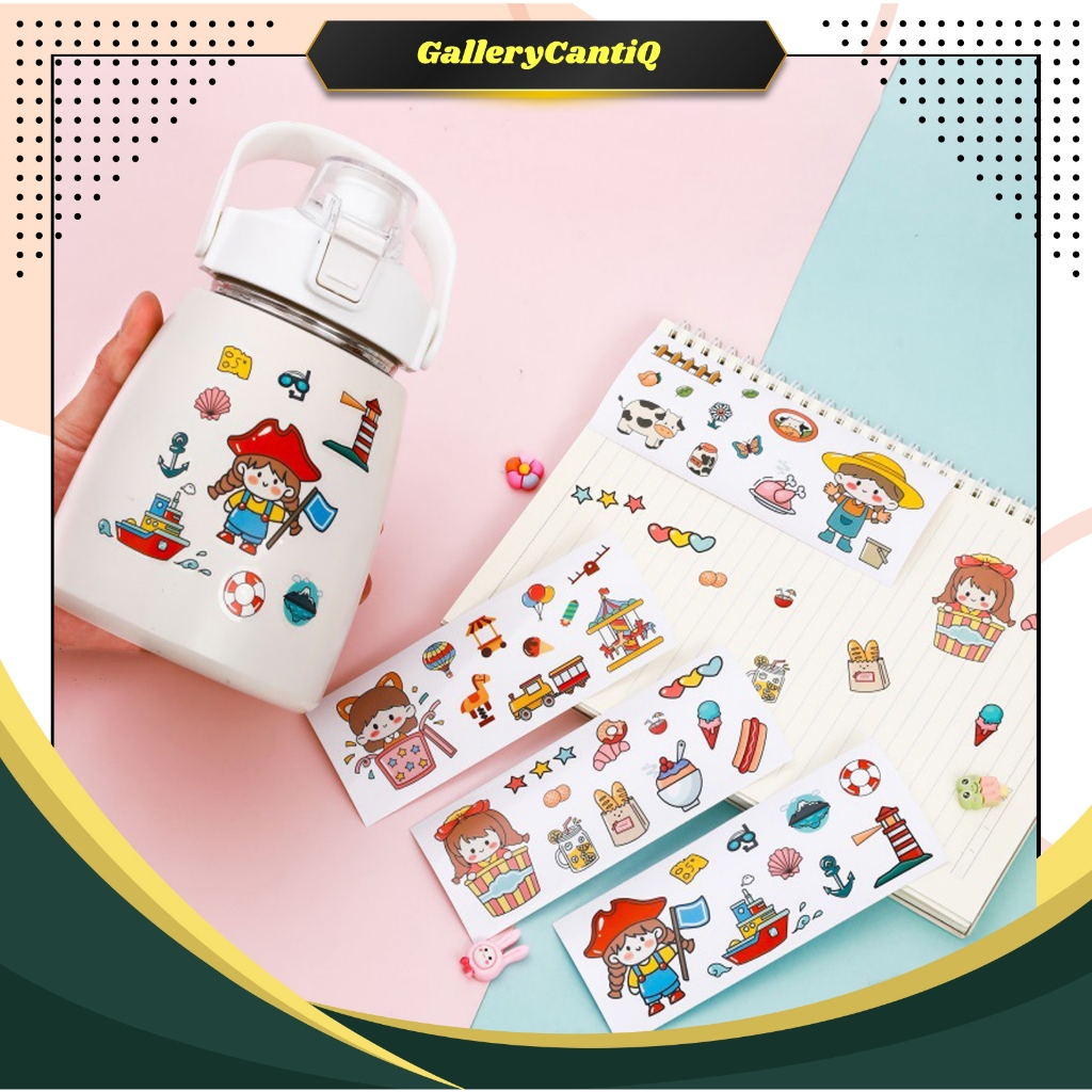 

GalleryCantiQ - Stiker Botol Minum Karakter Lucu Transparan aeshtetic sticker Tempel HP Buku STC03