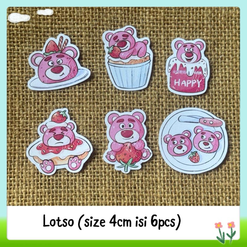 

6pcs sticker tempelan kartun lotso glossy
