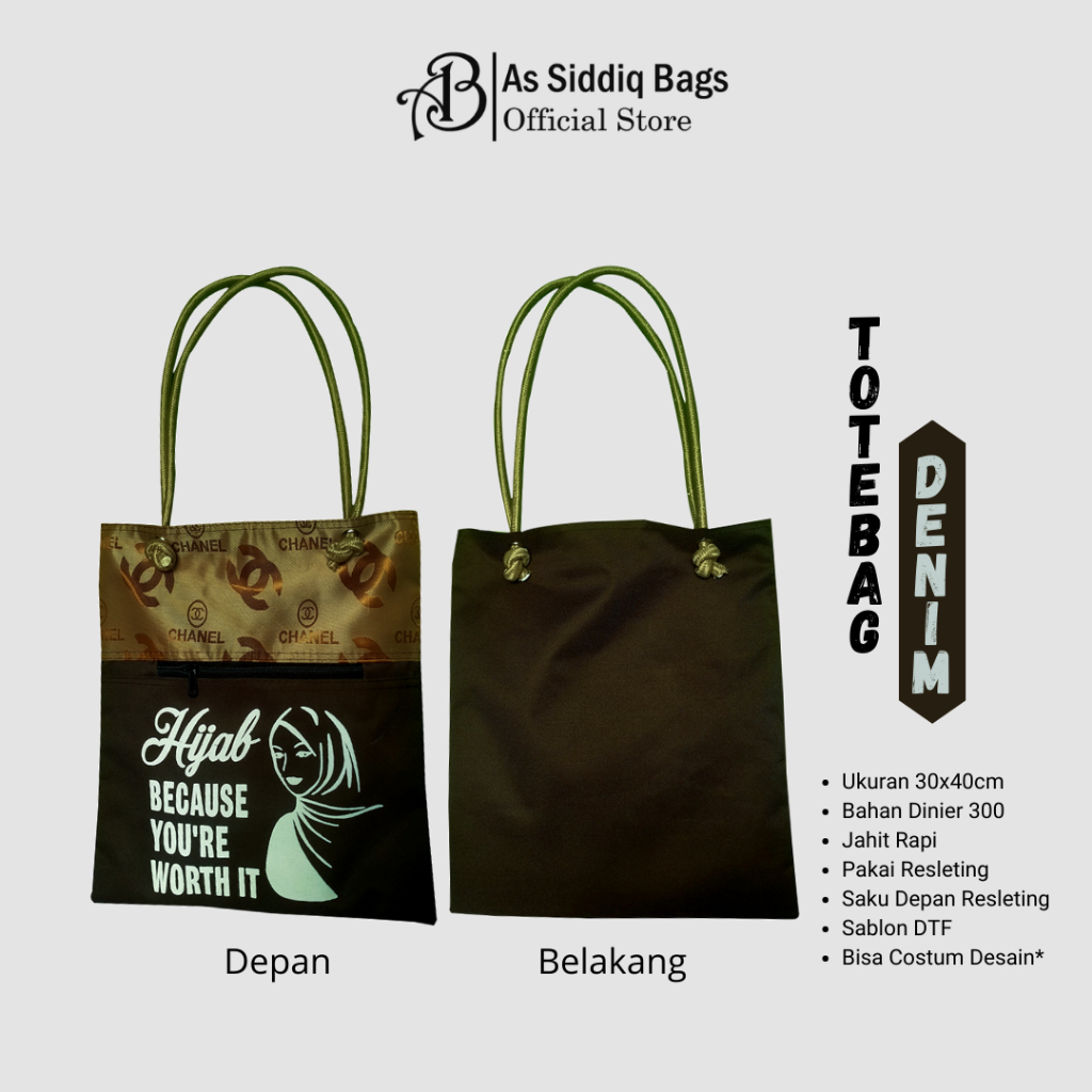 Totebag Double Resleting Sablon DTF Denim D300