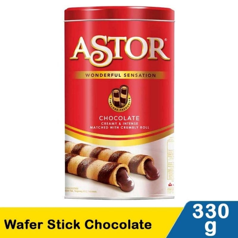 

ASTOR Wafer Stick Cokelat 330 gr / WAFFER ASTOR TOPLES KALENG MURAH