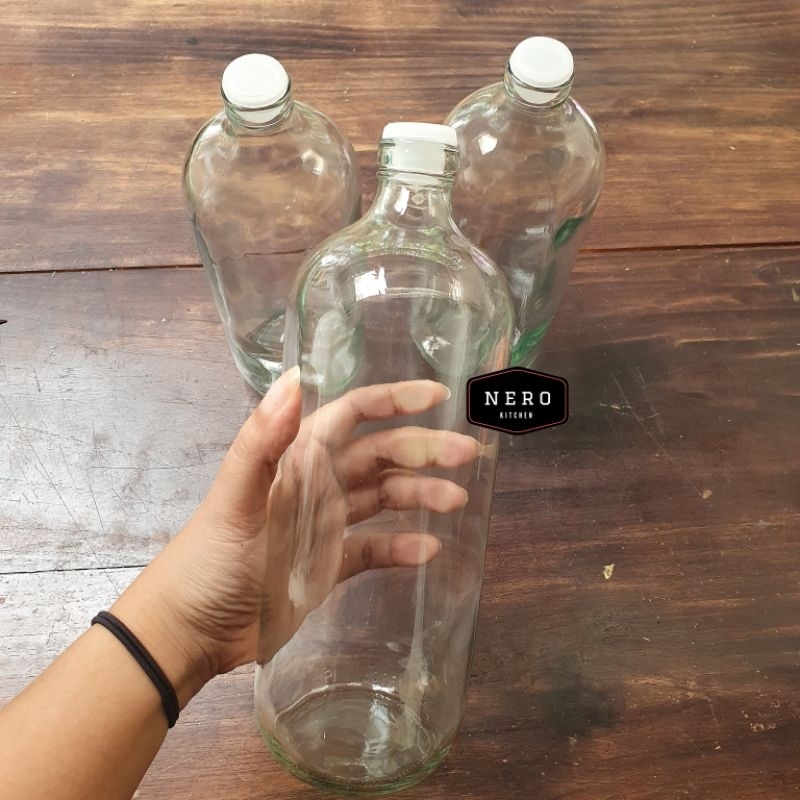 Botol Susu 1000ml ( 1Liter ) / Botol kemasan Kaca / botol kaca bensin / milk bottle / kemasan botol 