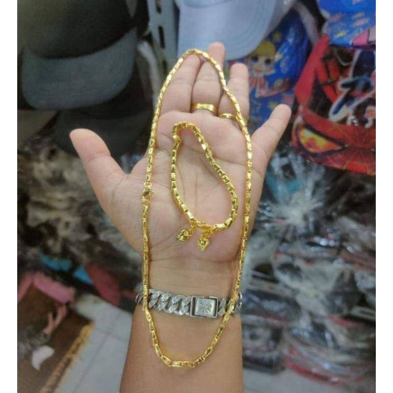 kalung padi gelang padi setara ukuran emas satu suku replika emas asli