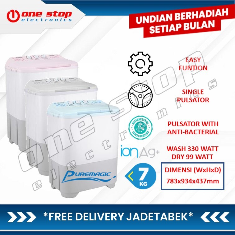 SHARP ES-T80MW-BK/HK/PK Mesin Cuci Twin Tub 7 Kg